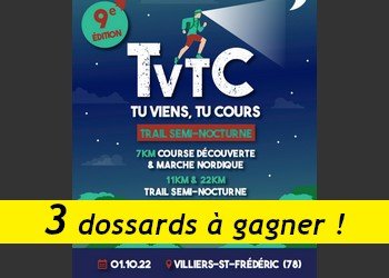 3 dossards TVTC Tu Viens Tu Cours 2022 (Yvelines)