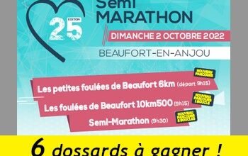 6 dossards Semi-marathon et Foulées de Beaufort en Vallée 2022 (Maine et Loire)