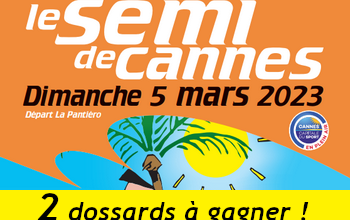 2 dossards Semi-marathon de Cannes (Semi, 10 km et 5 km) 2023 (Alpes Maritimes)