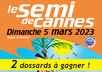 2 dossards Semi-marathon de Cannes (Semi, 10 km et 5 km) 2023 (Alpes Maritimes)