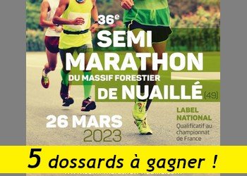 5 dossards Semi-marathon du Massif Forestier 2023 (Maine et Loire)