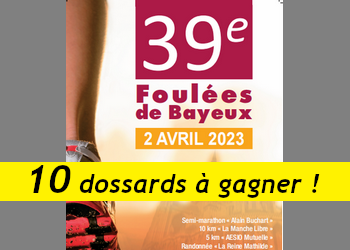 10 dossards Foulées de Bayeux 2023 (Calvados)