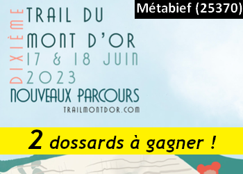 2 dossards Trail du Mont d Or 2023 (Doubs)