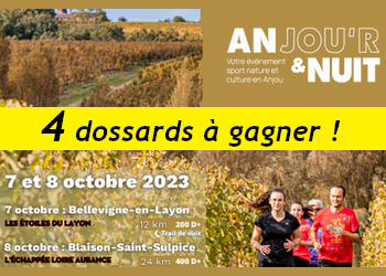 4 dossards Trails Anjou R & Nuit 2023 (Maine et Loire)