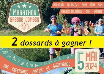 2 dossards Marathon Bresse Dombes 2024 (Ain)