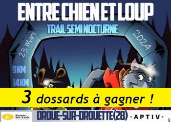 3 dossards Trail entre chien et loup 2024 (Eure et Loir)