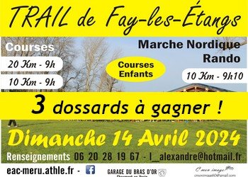 3 dossards Trail de Fay-les-Etangs 2024 (Oise)