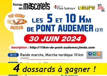 4 dossards 5 et 10 km des Mascarets 2024 (Eure)