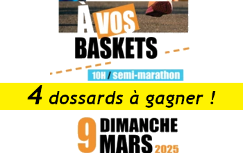 4 dossards A vos baskets, 10 km et semi-marathon de Villepinte 2025 (Seine Saint Denis)