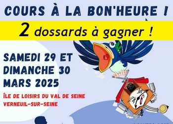 2 dossards Cours à la Bon heure ! 2025 (Yvelines)