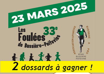 2 dossards Foulées de Bussière-Poitevine 2025 (Haute Vienne)