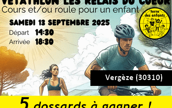 5 dossards Vetathlon les Relais du Coeur 2025 (Gard)